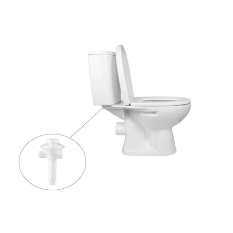 2 Pack Toilet Seat Screws Replacement Kit With Plastic Nuts And Washers For Fixing The Top Toilet Seat, showing a white toilet