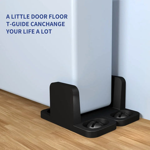 Sliding Barn Door Floor Guide Set Beefy Aluminum T Guide Floor Mounted Bottom Guides Heavy Duty Barn Door Hardware Adjustable For Sliding Closet Doors Black Finish 2 Pack For Smooth Quiet Operation And Precise Alignment