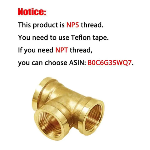 Brass Pipe Fittings Three Piece NPS Female Tee Three Quarter Inch Forged Tube for Plumbing with product notice text