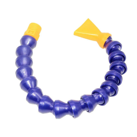 Beduan 1/2 in threaded coolant hose, purple flexible plastic tube with yellow end connector, front view, pack of 10