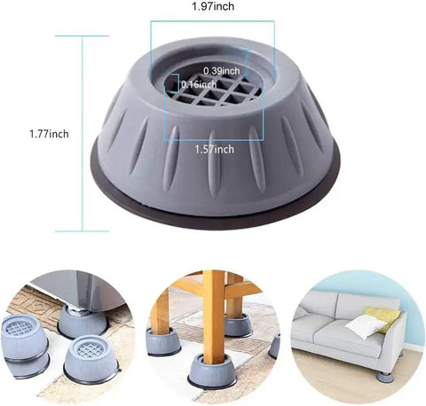 Anti Vibration Pads For Washing Machine And Dryer Feet Beefed Up Shock Absorbing And Noise Reducing Stabilizers with size details