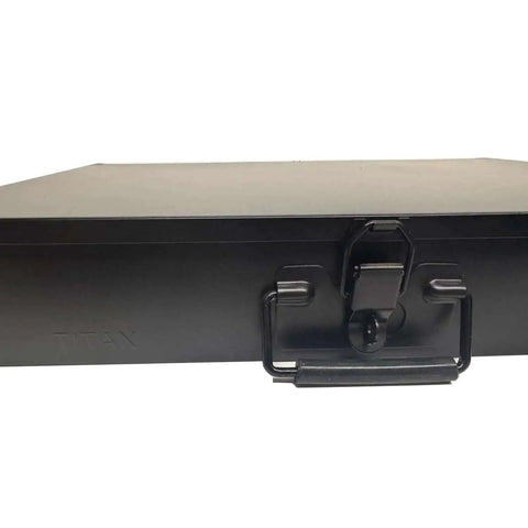 Heavy Duty 24 Compartment Black Metal Drawer Storage Box With Removable Tray, Locking Latch And Cushioned Easy Grip Handle