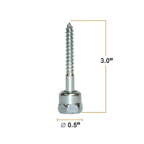 Vertical Threaded Rod Anchor For Wood, Three And One Half Inch Screw, Zinc Finish Steel, Quarter Inch Screw Length, Easy Install