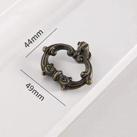 Bronze Drawer Ring Pulls Set Of 8 With Screws Single Hole Vintage Antique Style Handles on metric scale for size reference