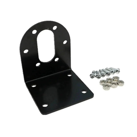 DC Gear Motor Bracket and Support for Planetary Motors, 1 Pack, Fixed Seat Type L Horizontal Mount, black aluminum bracket with screws