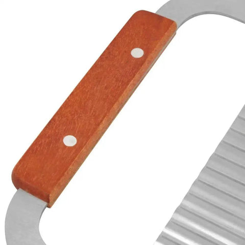 Wavy Soap Cutter With Stainless Steel Crinkle Blade And Ergonomic Hardwood Handle for a versatile kitchen wave slicer close-up
