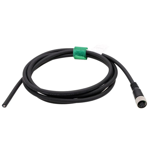 M12 A Coded 4 Pin Female Sensor Cable For Actuator Encoder To Bare Wire Lead 2m, black cable with connector and bare wire.