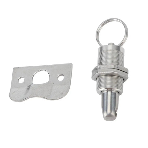 Two-piece mirror-polished stainless steel latch lock fastener with mounting plate for boat hatch