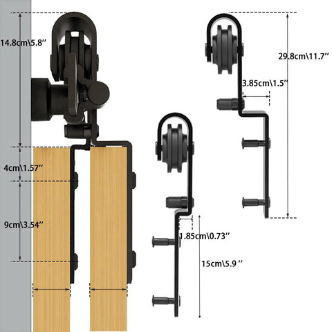 20 Foot Bypass Sliding Barn Door Hardware Kit For Double Doors, Single Track, Flat J Shape Hangers, Quiet Rollers, 220 Lb Capacity