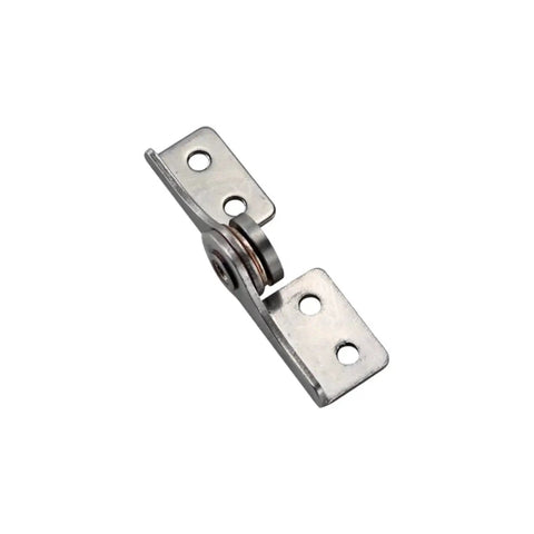 Rotary torque hinge in 304 stainless steel, L-shaped mounting bracket with two screw holes and central roller.