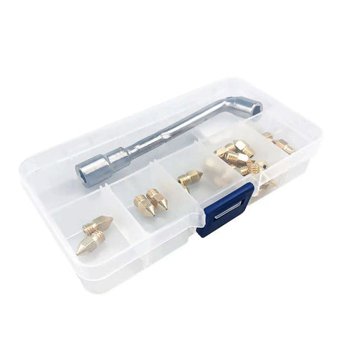 24 Piece Brass MK8 3D Printer Nozzle Set For Makers Pro Grade With 0.2mm 0.4mm 0.6mm 0.8mm 1.0mm Nozzles, DIY Tools And Metal Storage Box