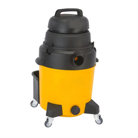 Set Of Four 2 Inch TPR Wheel Castors For Shop Vac Wet Dry Vacs With Stem Diameters 8mm Or 5/16 Inch And Stem Length 38mm Or 1.5 Inch Replacement Caster Set For Vacuum Mobility And Floor Protection installed on yellow vacuum