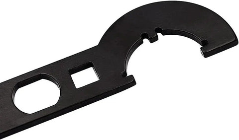 Close-up of a Grunt Worthy Three Eighths Inch Drive Wrench Combo For Removing And Installing Castle DIN 1804 Nuts, made of durable 45 steel.
