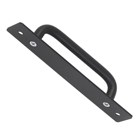 Barn Door Handles Two Pack Sliding Door Handles 6 3 Inch Hole Center Black Zinc Alloy Cabinet Pulls With Plate For Sliding Closet Doors