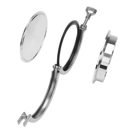 DERNORD 4in sanitary pipe fittings set: stainless steel end cap, tri-clamp with FKM gasket, weld ferrule