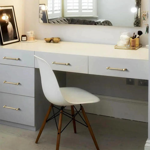 6 Pack 5 Inch Center To Center Knurled Cabinet Pulls In Champagne Bronze With Circular End Caps on modern dresser drawers.