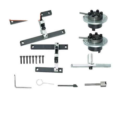 DPL camshaft timing tool kit for 1.0 EcoBoost SCTi black metal clamps, brackets, fasteners, and alignment pins