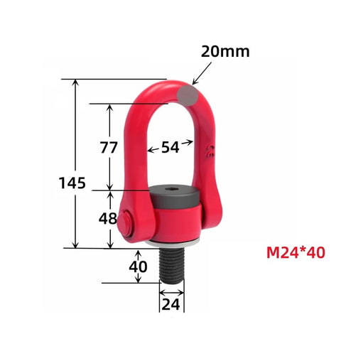 G80 Alloy Steel Rotation Hoist Ring With 360 Degree Universal Swivel Lifting Point High Strength U Shaped Lug M24x40 diagram
