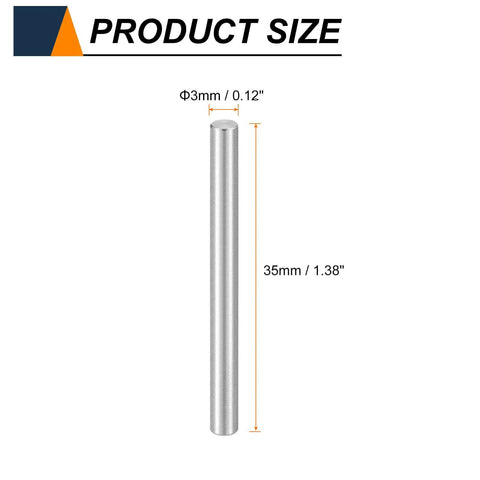 M3 Dowel Pins 3mm By 35mm Stainless Steel 304 Heavy Duty Cylindrical Shelf Support Pegs For Metal And Wood Furniture DIYers Quick Install And Easy Removal 100 Pack Silver, size diagram with measurements.
