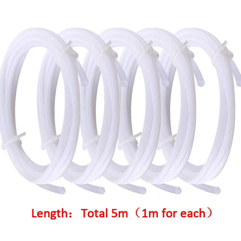 PTFE tubing coils for 3D printers, white, 1 m each (5 coils total)