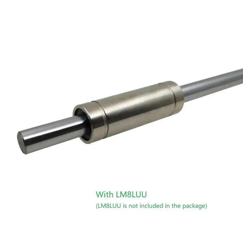Close-up of Two Pack 8mm By 1000mm Chrome Plated Case Hardened Linear Motion Rods With Chamfered Ends Carbon Steel Guide Shafts