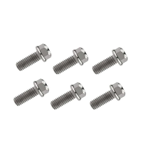 Titanium M6 Small Flange Hex Bolts Pack Of 6 With 1.0mm Pitch, Lengths From 10mm To 100mm displayed on white background