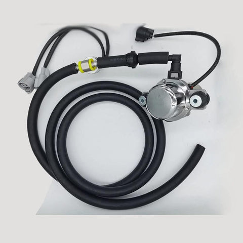 TMaster 12V brake booster vacuum pump kit with install hoses; chrome pump, black hoses, automotive use