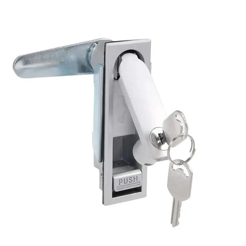 Heavy Duty Electric Cabinet Cam Lock with Push Button and Keys for 3mm Thick Panels, Chrome Plated Zinc Alloy Body