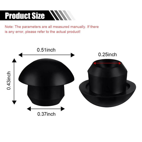 Six Pack Rubber Oil Filler Plugs For 8mm Holes In Hydraulic Reservoirs, Flat Head Bung 0.31 Inch Size Diagram