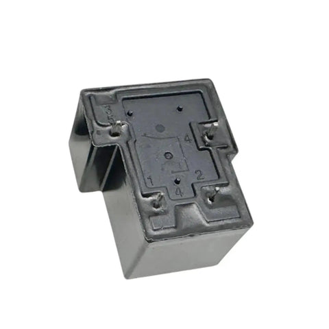 Bottom view of 12 Volt DC General Purpose Power Relay 30 Amp 4 Pin With Quick Connect Terminals for Auto and Industrial Use.