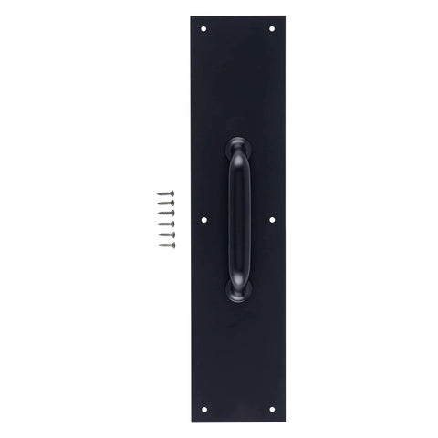 Commercial 15 Inch Stainless Steel Pull Door Plate In Matte Black Finish, Rust And Corrosion Resistant with screws