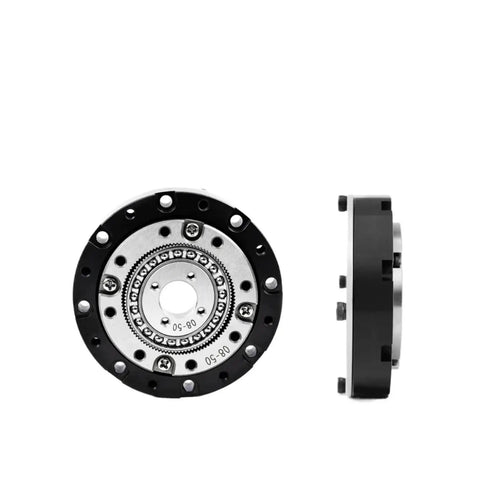 Front and side view of Strain Wave Gear Hollow Shaft 42mm Nema 11 BLDC Motor Speed Reducer 100 To 1 Gearbox for robot arm precision motion control.