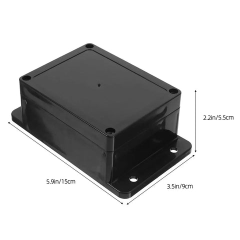 Beefy Black Plastic Waterproof Electrical Junction Box 115x90x55mm With Mounting Ears showing dimensions