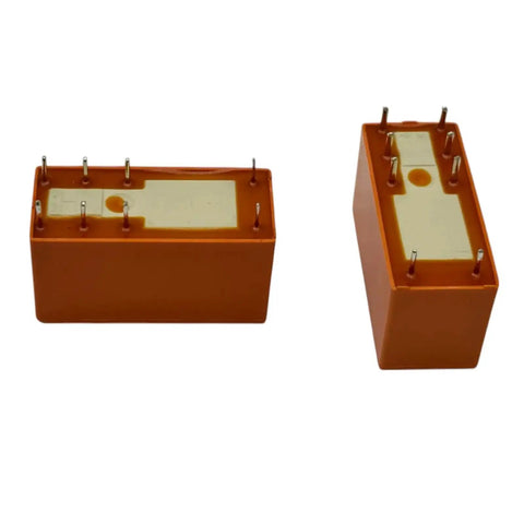 12V DC DPDT Power Relay 8A 8-Pin PCB Relay With Dual Form C Contacts, side view, showing pins and compact design, 2 pack