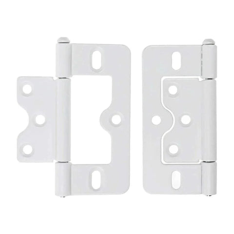 Three Inch No Mortise Hinges Six Pack White Heavy Duty Door Hinges for Barn Doors Cabinets and Bifold Doors Iron Construction Mounting Screws