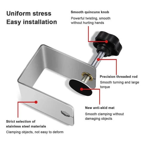 Heavy Duty Drawer Front Clamps Set Black Stainless Steel C Clamps For Woodworking Dual End Fixing Clips with threaded rod