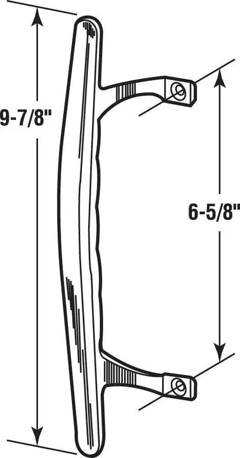 Diagram of White Painted Diecast Aluminum Sliding Patio Door Pull Handle, Six And Five Eighth Inch Center To Center Spacing, Low Profile