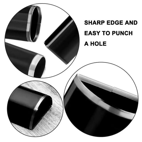 Close-up of punch heads from 52 Shapes Leather Hole Punch Tool Set With Cutter And Carving Hammer For Crafting, showing sharp edges.