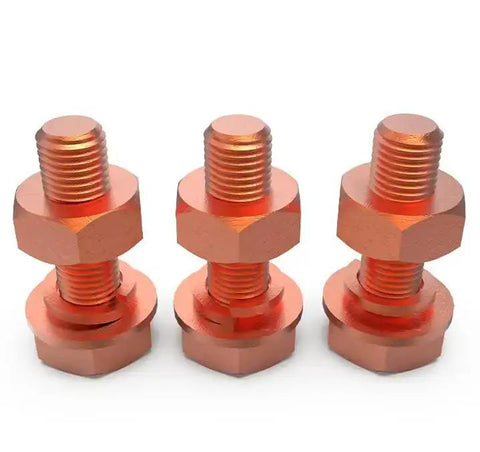 4 Pack M8 60mm Hex Bolts Kit With Nuts, Flat Washers And Spring Lock Washers In T2 Conductive Pure Copper Hex Head Screws