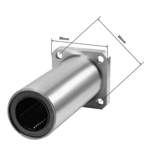 Beefy Extra Long Square Flange Linear Ball Bearing Bushing 30mm Bore, 45mm OD, 123mm Length, Dual Sealed Sides, side view
