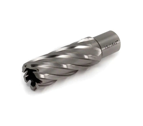 Heavy Duty Fifteen Sixteenth Inch Annular Cutter For Magnetic Drill Press With Two Inch Cutting Depth And Three Quarter Inch Weldon Shank