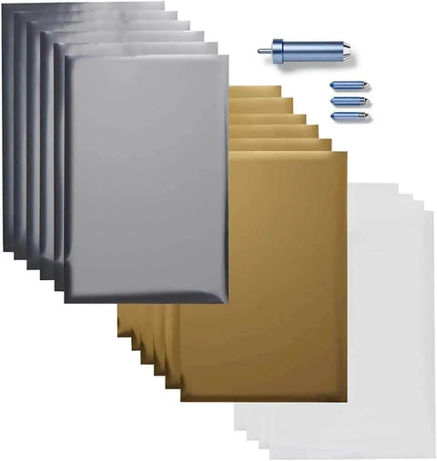 Shine Your DIY Cards And Invitations With A Foil Transfer Kit That Includes 12 Foil Sheets 3 In 1 Tool Set With Interchangeable Fine Medium And Bold Tips Tool Housing And Adhesive Tape For Cricut Maker And Explore