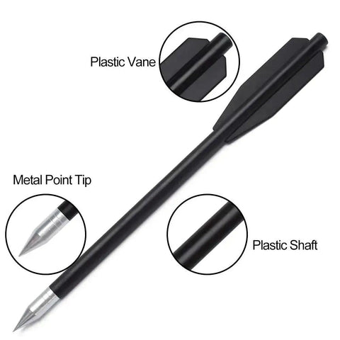12 Pack Crossbow Bolts 6.3 Inch Black Plastic Shaft Arrows With Aluminum Point Tip For Small Crossbows, highlighted parts
