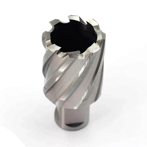Annular Cutter Jestuous For Magnetic Drill Press With Weldon Shank Three Quarters Inch Cutting Diameter One Inch Cutting Depth Includes Two Flat HSS Kit