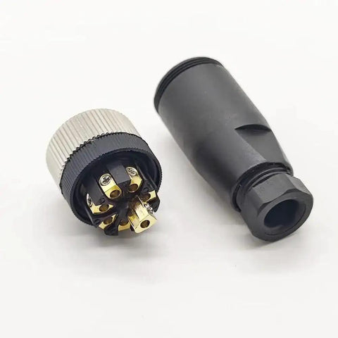 M12 8 Pin Female Industrial Circular Connector A Code Straight 2 Pack Field Wireable Sensor Adapter IP67 12mm Shell