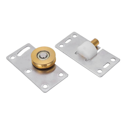 Two Sets 30mm Sliding Door Roller Wheels With Brackets Heavy Duty Stainless Steel Pulley Set for Closet Wardrobe Doors Replacement Top Mount