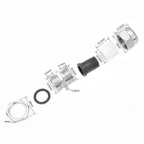 Disassembled view of Beefy Industrial Grade Stainless Steel Waterproof Cable Gland PG9 For 4 To 8mm Cables showing components