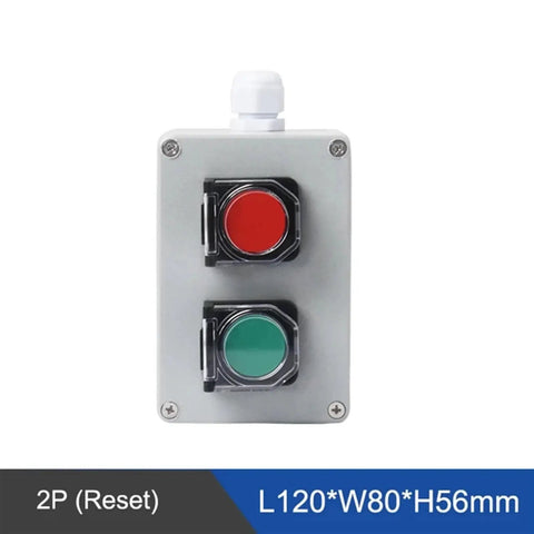 Heavy Duty Metal Push Button Control Box Explosion Proof Junction Waterproof Enclosure with Emergency Start Reset 2P Reset Cover