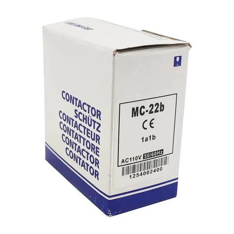 Packaging box of Heavy Duty 120V AC Contactor, 3 Pole, 22A, 1NO1NC Auxiliary, DIN Rail Mount, UL CE Listed, Industrial Relay visible