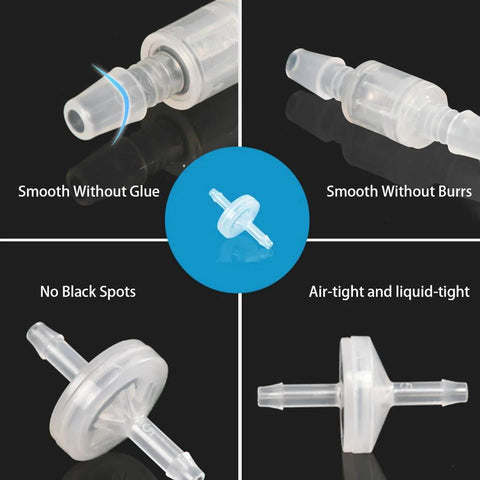 ANPTGHT one-way check valve, 1/8 in hose barb, clear plastic, pack of 3 for water, fuel, oil, air